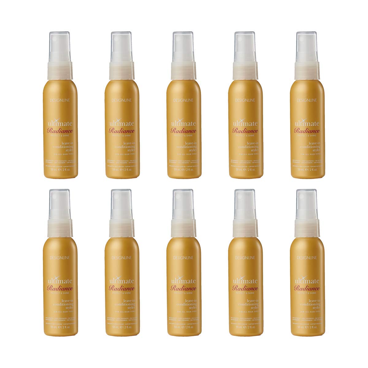 Ultimate Radiance Leave-In Conditioning Styler, 2 oz (10 Pack) - Regis DESIGNLINE - Deep Conditioner Treatment that Reconstructs Damaged Hair and Repairs Split Ends (2 oz)