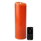 Softflame Christmas Decor Flameless LED Candles with Remote Control, 3"x 9"Battery Operated Pillar Real Wax with Timer for Christmas Decorations, Pumpkin Orange Candle
