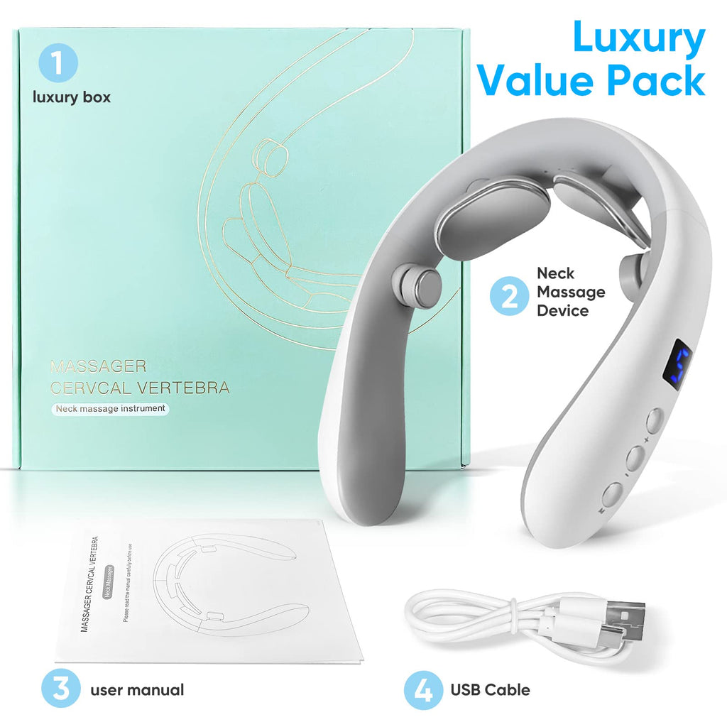 Aeiniwer Neck Massager for Pain Relief Deep Tissue,Electric Portable Lymphatic Drainage Massager with Heat,Portable Neck Massager Gift for Women Men