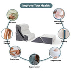 Yojoker 6pcs Orthopedic Bed Wedge Pillow Set for Post Surgery, Memory Foam for Sleeping, Back and Leg Pain Relief Comfortable & Adjustable Support Pillows-Anti Snoring, Heartburn
