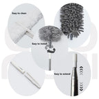 EHOMGUI Microfiber Feather Duster 5 PCS with Extension Pole 30’’ to 90’’, Extendable Long Duster with Reusable Bendable Head for Cleaning Fan/High Ceiling, Blinds, Furniture, Cars