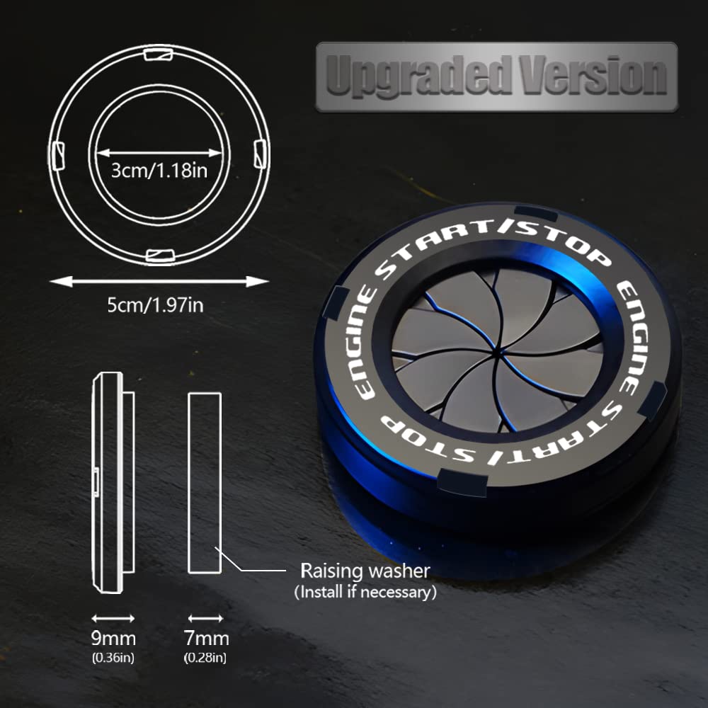Rotary Push Start Button Cover, Car Engine Push to Start Stop Accessories, Auto Ignition Switch Cover, Cool Motorcycle Car Decor Gift for Christmas New Years Birthday, Black