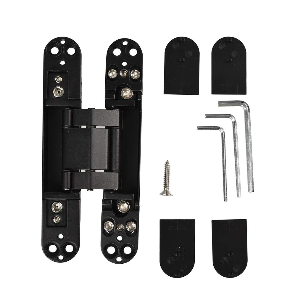 TamBee 6inch Hidden Door Hinges Invisible Hinges Concealed Hinges Zinc Alloy 180 Degree Swing Hinge 3 Way Adjustable Butt Hinge 6 x 2.5 x 1 inch Black (2 Hinges)