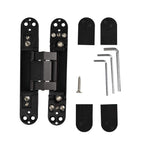 TamBee 6inch Hidden Door Hinges Invisible Hinges Concealed Hinges Zinc Alloy 180 Degree Swing Hinge 3 Way Adjustable Butt Hinge 6 x 2.5 x 1 inch Black (2 Hinges)