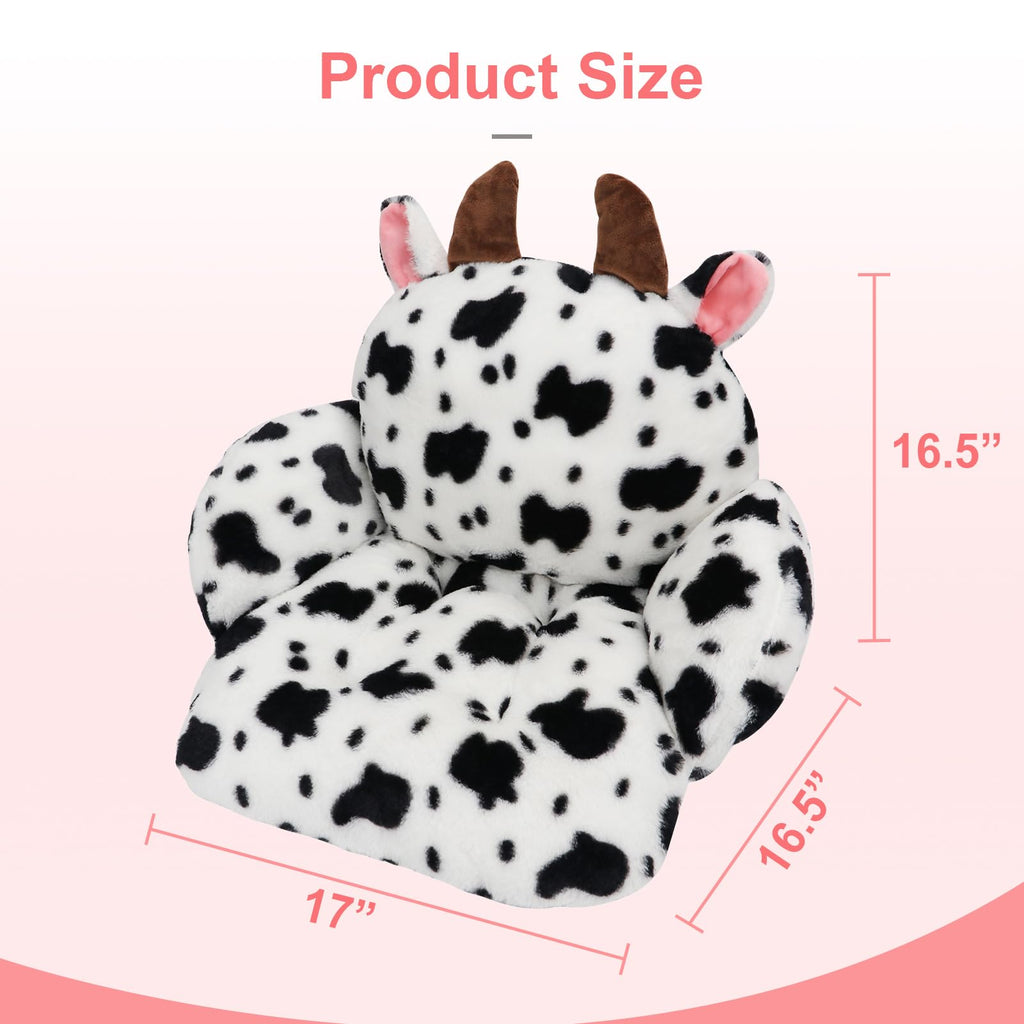QYA Cute Chair Cushion, Soft Seat Cushions for Office Desk, Kawaii Chair Pillow for Gaming, Comfy Floor Seating for Adults, Cow Stuff for Bedroom Playroom Dining Living Room Decor, 17"x16.5"