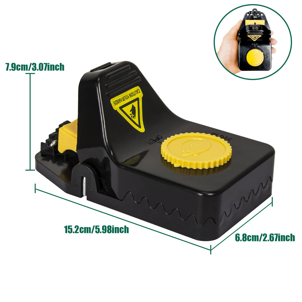 SZHLUX 4 Pack Mouse Traps, Mouse Traps Indoor for Home, Small Mice Trap and Reusable Mouse Trap (Large), Black
