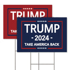 Trump 2024 Yard Sign - Double Sided Trump Yard Signs with Metal H Stakes - 17" x 12" Take America Back Blue and Red Trump Signs for Yard, Waterproof Trump Sign Banner Merchandise 2024