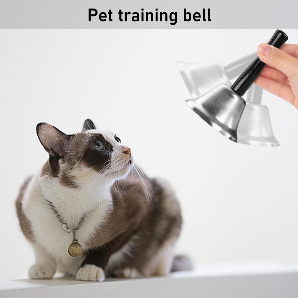 MCPINKY 2PCS Hand Bell,Silver Ringing Bell with Handle Dinner Bell Call Bell for Elderly Bell for Classroom Christmas Pets
