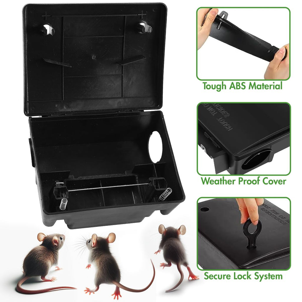 Large Rat Bait Stations 4 Pack, Effective Mouse Bait Station for Home Garden and Outdoors, This Rodent Bait Station Keeps Children and Pets Safe (Bait is not Included)