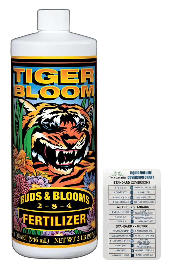 Fox Farm Fertilizer Soil Liquid Nutrient: Tiger Bloom + Twin Canaries Chart (32 oz Bottle)