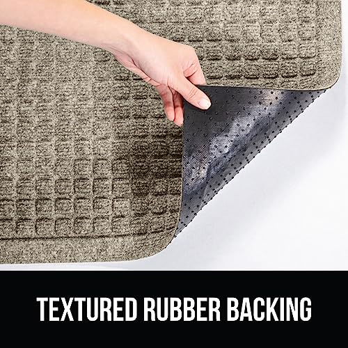 Gorilla Grip Ultra Absorbent Moisture Guard Doormat, Absorbs Up to 5.7 Cups of Water, Stain and Fade Resistant, Spiked Rubber Backing, All Weather Mats Capture Dirt, Indoor Outdoor, 35x23, Beige