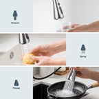 FEELSO Kitchen Faucets with Pull Down Sprayer, High Arc Stainless Steel Single Handle Kitchen Sink Faucet, 1 or 3 Hole Brushed Nickel Water Faucets for Farmhouse Laundry Camper Rv Bar