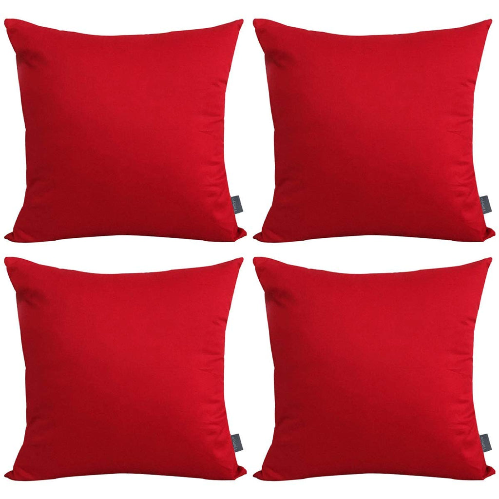 Thmyo 4-Pack 100% Cotton Comfortable Solid Decorative Throw Pillow Case Square Cushion Cover Pillowcase Sublimation Blank Christmas DIY Throw Pillow Covers for Couch Sofa(18x18 inch/ 45x45cm,Red)
