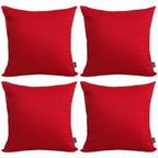 Thmyo 4-Pack 100% Cotton Comfortable Solid Decorative Throw Pillow Case Square Cushion Cover Pillowcase Sublimation Blank Christmas DIY Throw Pillow Covers for Couch Sofa(18x18 inch/ 45x45cm,Red)