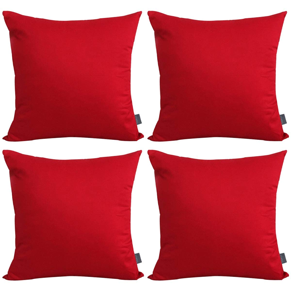 Thmyo 4-Pack 100% Cotton Comfortable Solid Decorative Throw Pillow Case Square Cushion Cover Pillowcase Sublimation Blank Christmas DIY Throw Pillow Covers for Couch Sofa(18x18 inch/ 45x45cm,Red)