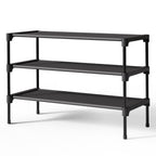 Kitsure Shoe Rack - Premium Non-Woven Shoe Rack Shelf, Shoe Organizer for Closet, Entryway, Garage & Corridor, Sturdy & Durable Long Stackable Shoe Shelves, X-Large, Black