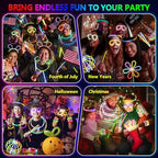BUDI 467Pcs Glow Sticks Party Favors for Kids Adults 200 GlowStick Bulk 8 Colors 8 Inch & 267 Connectors for Glow in the dark Necklace Bracelets Glasses Party Supplies Light Up Toys Neon Accessories