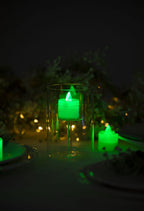 LANKER 24 Pack Flameless Led Tea Lights Candles - Flickering Green Battery Operated Electronic Fake Candles – Decorations for Party, Christmas, Halloween and Festival Celebration (Green)