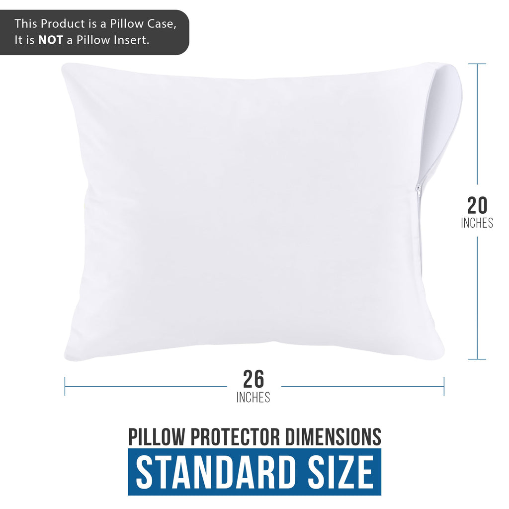 Utopia Bedding Waterproof Pillow Protectors Zippered (4 Pack, White) Standard Size, Bed Bug Proof Pillowcases, Pillow Encasement Covers 20 x 26 Inches