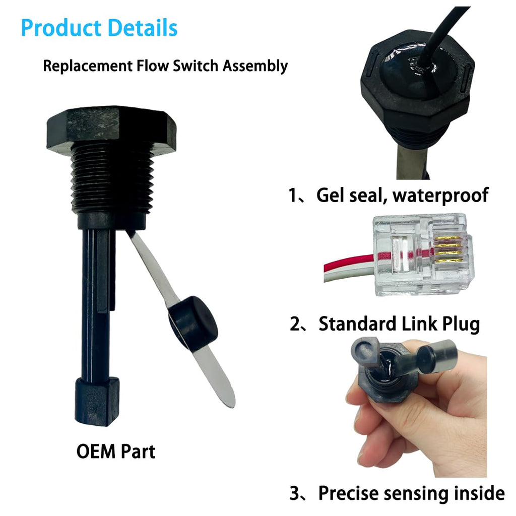 BNRSZ 2026 Upgraded GLX-FLO-RP Pool Flow Switch Compatible with Hayward Goldline and Aquarite Salt Systems, Salt Cell Pool Flow Sensor, Metal Sensing Construction, 15 ft. Cable,
