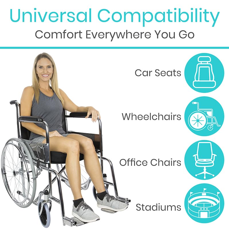 Vive Wheelchair Cushion - Gel Seat Pad for Coccyx, Orthopedic Back Support, Sciatica & Tailbone Pain Relief - Waterproof Cover + 4 Layer Foam Support and Comfort - for Pressure Sores and Ulcers