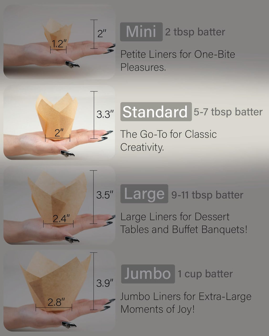 Bake Choice Nordic Paper 200pcs Brown Tulip Cupcake Liners for Baking Cups, Standard Size, EU Parchment paper Tulip Muffin Liners, Cupcake Wrapper, Christmas