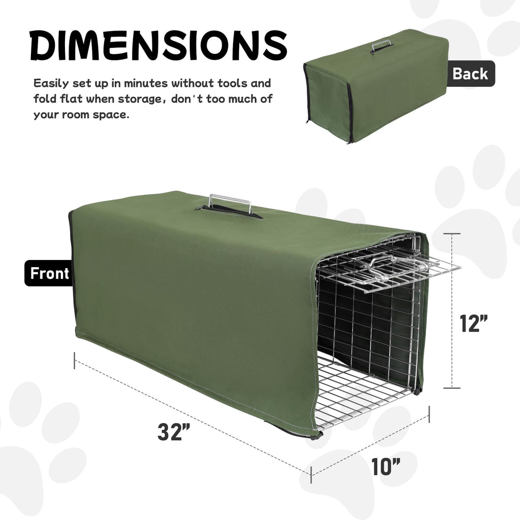 Aledaras Trap Cage Cover,Heavy Duty Animal Trap Cage Cover Small Animal Trap Cover for 1-Door Humane Cat Trap 32 x 10 x 12inch (ONLY Cover)