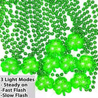 TURNMEON 10 Pack St.Patrick's Day Light up Shamrocks Necklaces Accessories Metallic Green Beads Necklace Irish St. Patrick's Day Party Favors Supplies Dressing-up Costume for Women Men