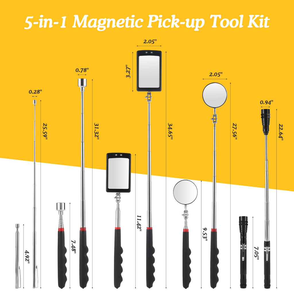 Housolution 28.34in Grabber Tool Magnetic Four-Claw Picker, Bendable Hose Reacher Pickup Sweeper with LED Light Battery, Flexible Long Handy Reaching Assist Tool for Litter Pick/Home Sink/Drain, Blue