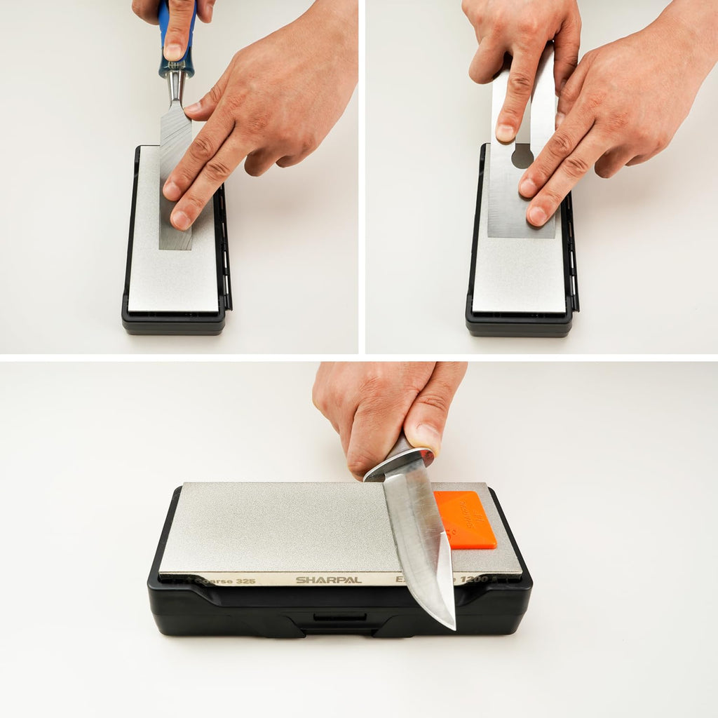 SHARPAL 162N Double-sided Diamond Sharpening Stone Whetstone Knife Sharpener |Coarse 325 / Extra Fine 1200 Grit | Storage Case with NonSlip Base & Angle Guide (8 in. x 3 in.)