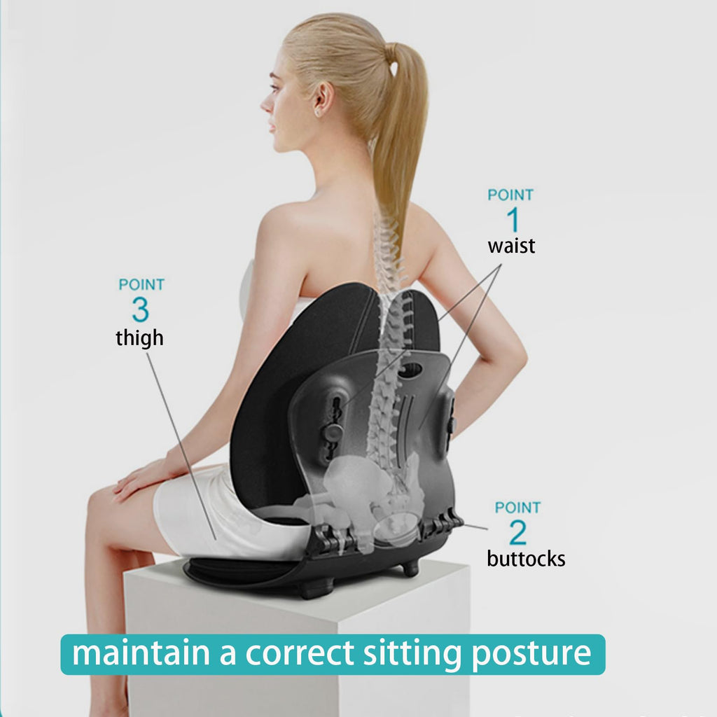 YOOBEBEST Ergonomic Chair Back Support,Lumbar Support for Improves Posture and Relieves Back Pain,Perfect for Office Chair,Gaming,Home-Work,Foldable and Adjustable,Washable Seat Cushion Cover.(Black)