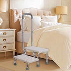 2 Step Stool with Handle for Elderly - Non-Slip Bedside Steps with Adjustable Handrail (450 lbs Capacity)