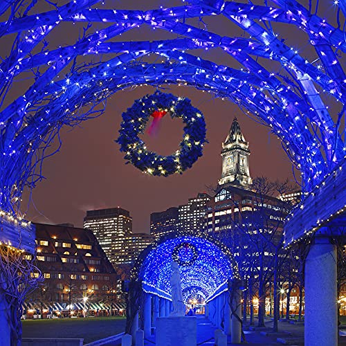 HOME LIGHTING 66ft Christmas Decorative Mini Lights, 200 LED Green Wire Fairy Starry String Lights Plug in, 8 Lighting Modes, for Indoor Outdoor Xmas Tree Wedding Party Decoration (Blue)