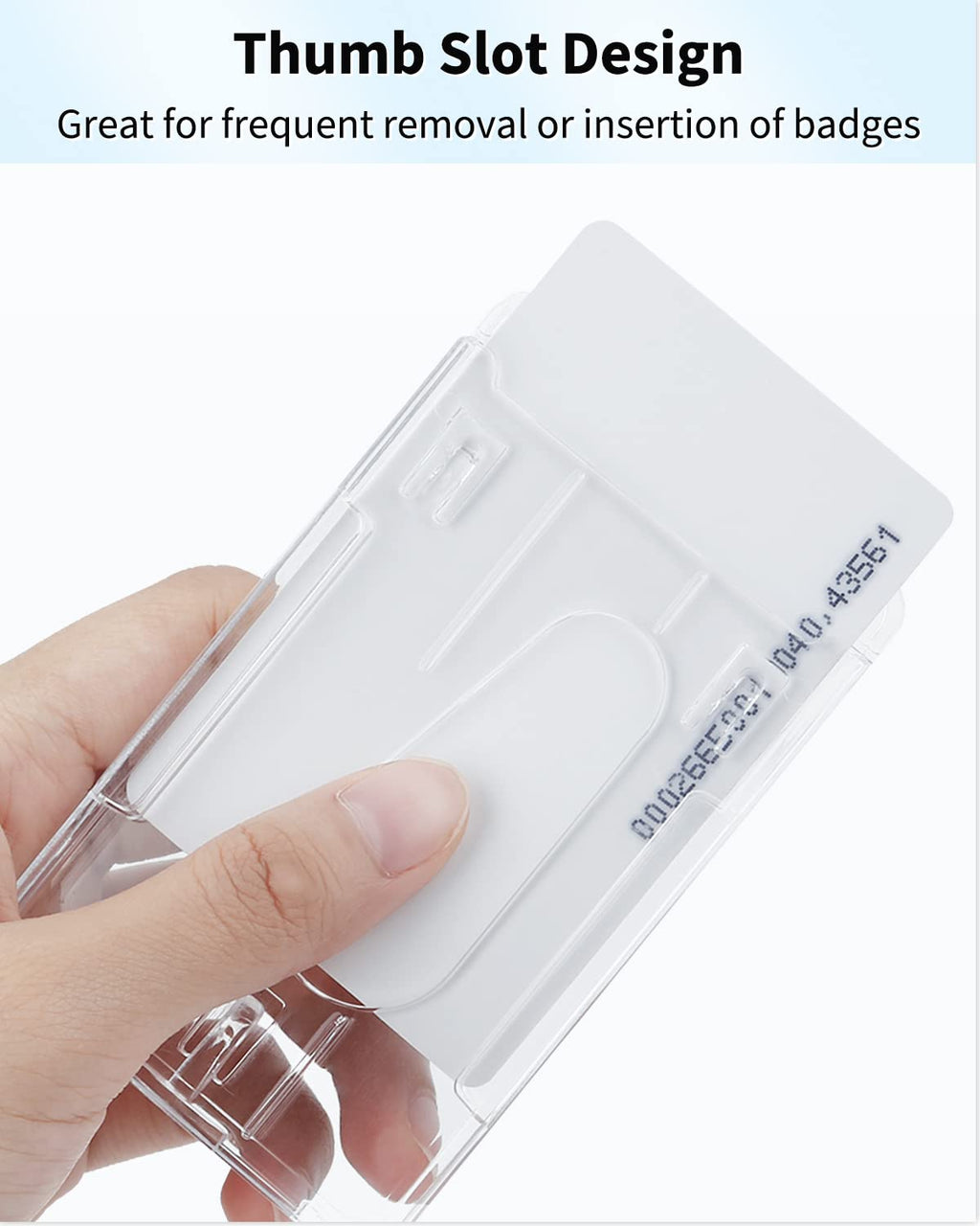 2 Pack Vertical 2-Card Badge Holder with Thumb Slot Hard Transparent PC Case Protector for Office School IDs Credit Cards Driver’s Licenses and Passes