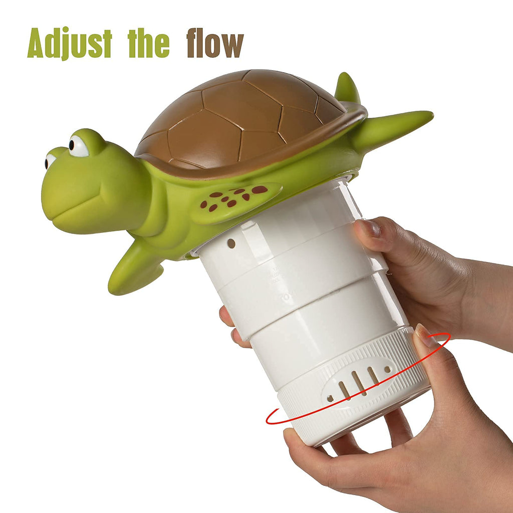 XY-WQ Chlorine Floater, Floating Pool Chlorine Dispenser (Turtle), Fits 1 and 3 Inch Tablets for Large and Small Pools, Hot Tub, Spa