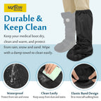 Walking Boot Cover Orthopedic for Broken Foot Injuries Medical Cast Cover Ankle Fracture Tall Walking Boot Cover Outdoor Cast Protector Rain Snow Surgical Recovery Air Walker Boot Accessories - Black