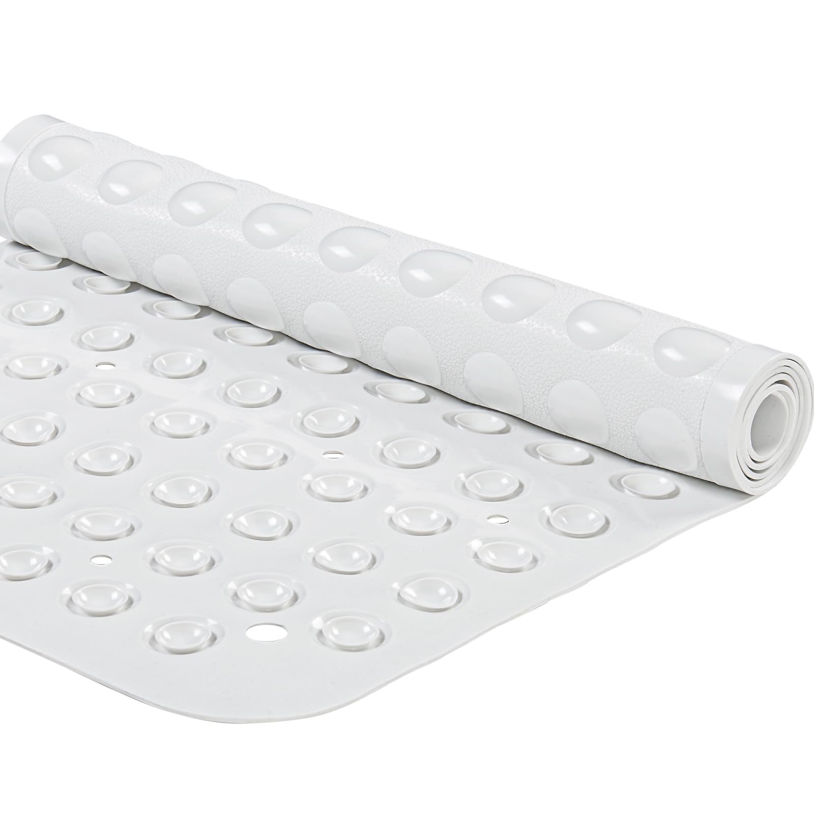 YANZIFLY Bathtub Mat for Shower: Soft Silicone 16 X 40 Inch Bath Mat Non Slip with Suction Cups Tub Mat for Bathroom for Kids Elderly Extra Large Shower matt Machine Washable - White