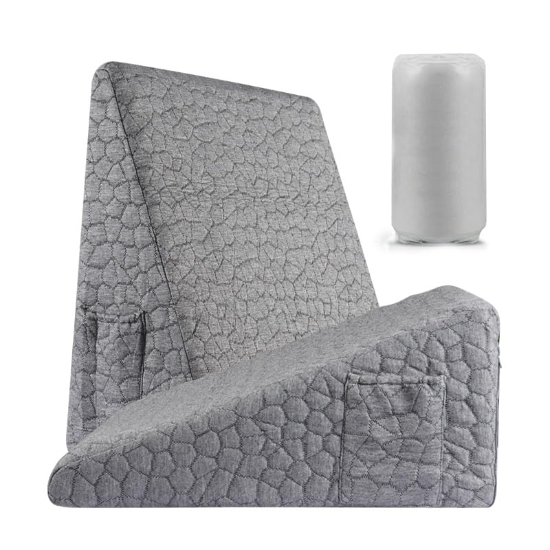 Bespilow Triangle Wedge Pillow for Sleeping Bed Wedge Pillow for After Surgery Elevated Pillow Wedge for Acid Reflux Gerd Snoring Back Pain, 2 Exclusive Pockets | Cooling Gel Memory Foam Top