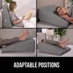 GORILLA GRIP Bed Wedge Ergonomic Sleeping Pillow, Soft Dual Layer Memory Foam, Stay in Place Dots, Breathable, Headboard Triangle Sleep Support for Reading Acid Reflux Anti Snoring, 7.5in Gray