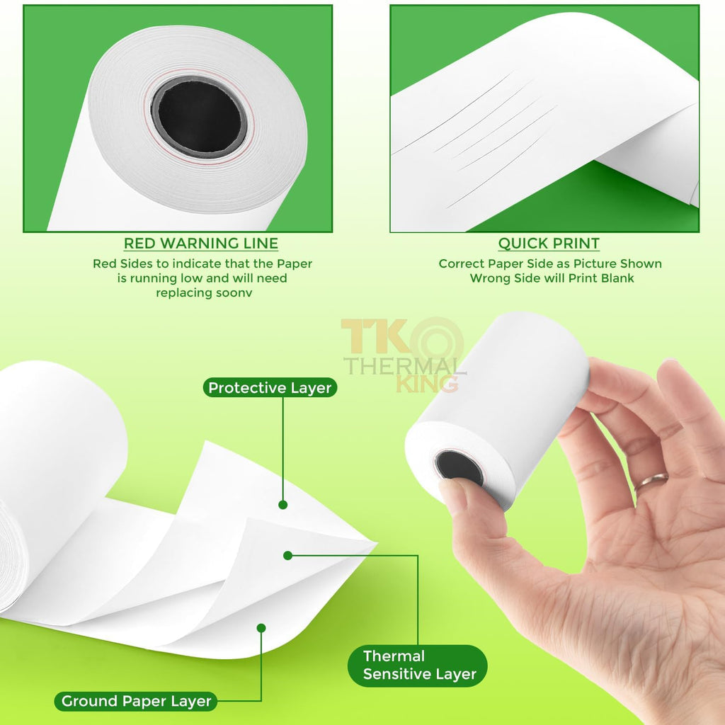 TK Thermal King, (50 Rolls) 2 1/4" x 50' feet Thermal Paper, POS Cash Register Receipt Rolls, Fits All Credit Card Terminal, Premium Quality, White