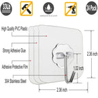24 Pack Adhesive Wall Hooks 33LB Heavy Duty No Drill Transparent Waterproof Hooks for Bathroom Kitchen Towel Coat Office Home Outdoor