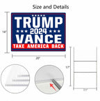 Shmbada Trump Vance 2024 Take America Back Yard Sign with Metal Stake - 20 x 14 Inch Double Sided Outdoor Decorative Trump Signs for Garden Yard Lawn House