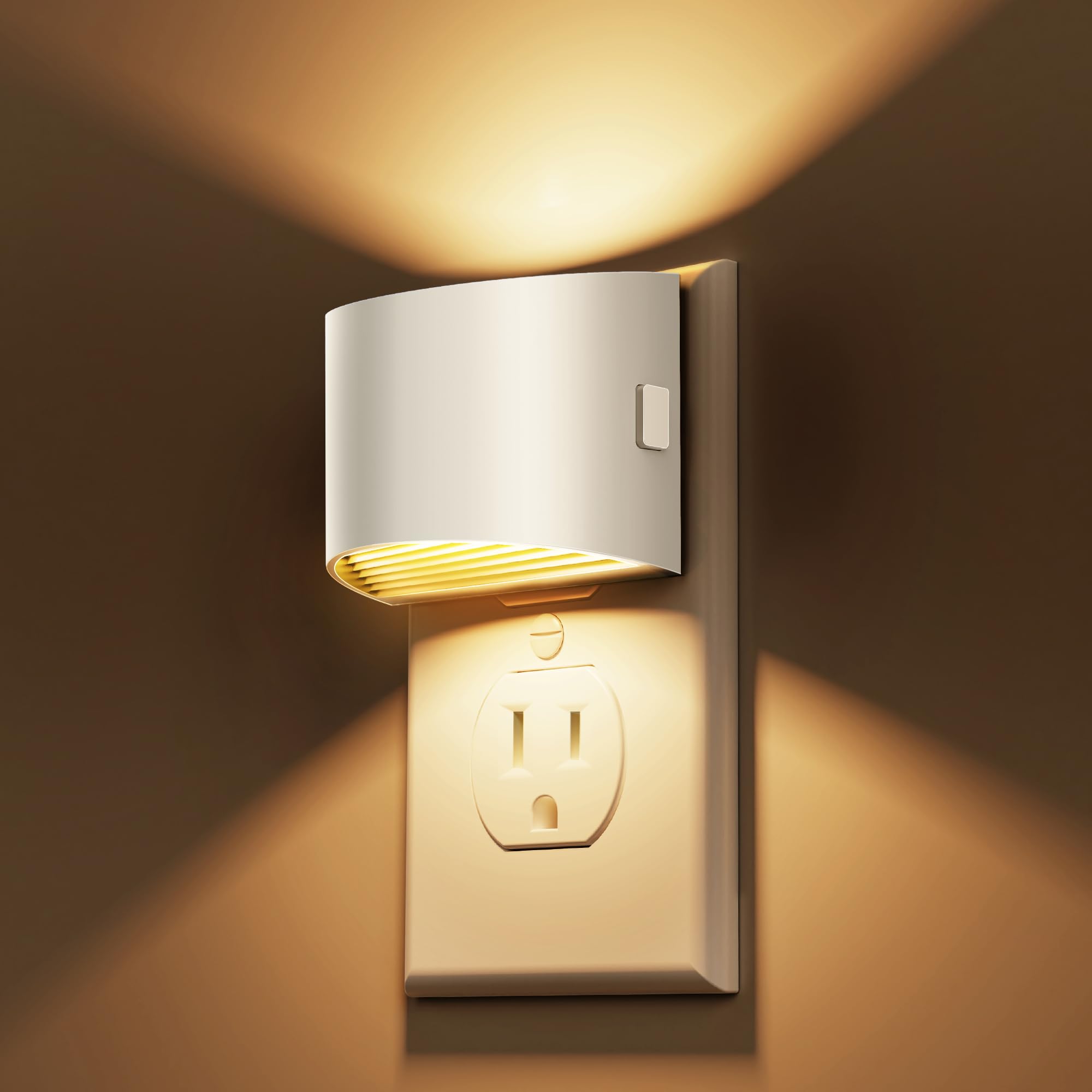 L LOHAS LED Night Lights Plug into Wall, Dimmable Night Light with 3 Level Brightness, 3000K Soft White, 2 Pack, White Housing