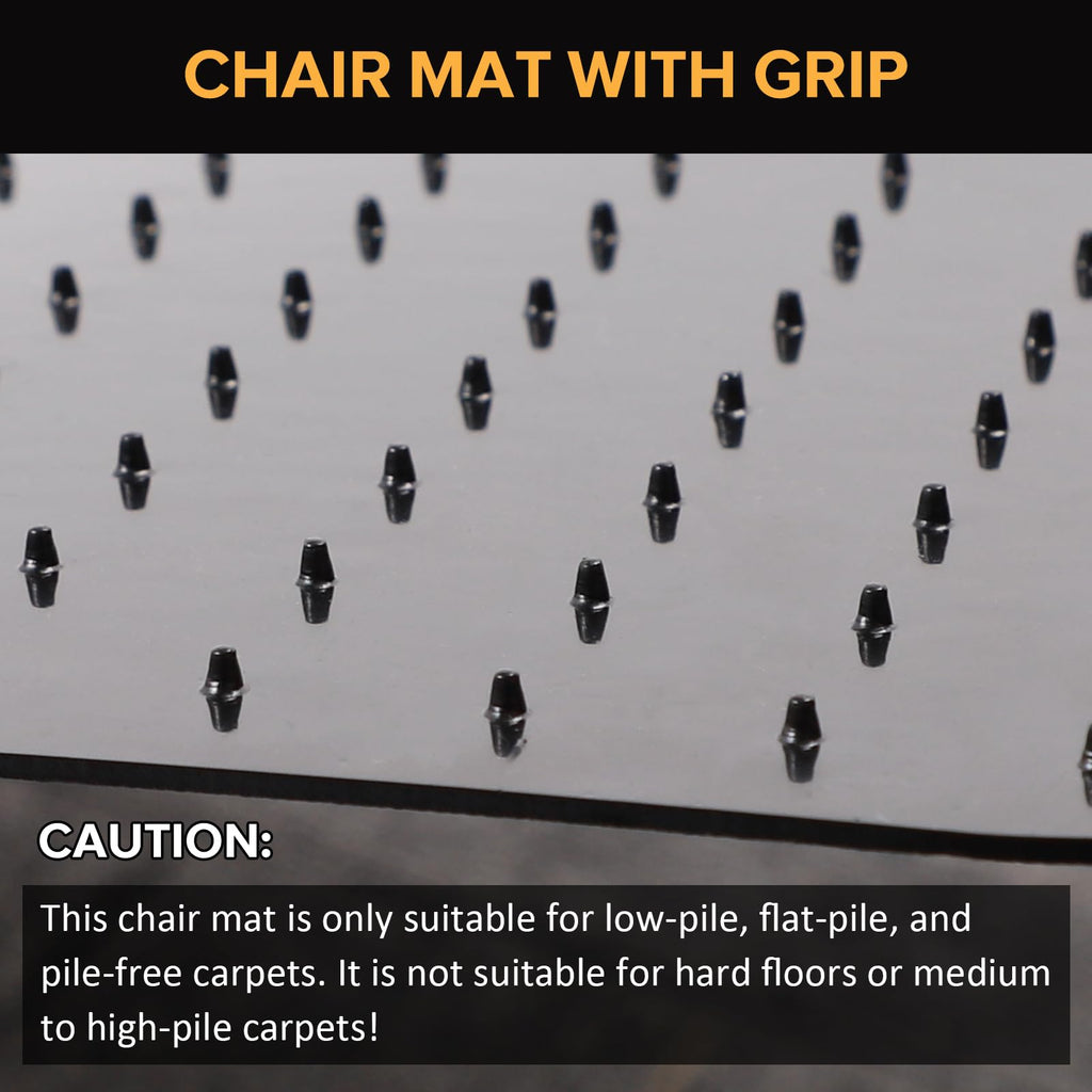 QQpony Office Chair Mat, 60" x 46" Large Chair Mat for Carpeted Floors, Heavy Duty Floor Protector Rolling Computer Desk Mat with Grips, Vinyl Floor Mat for Home Office (Black)