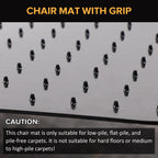 QQpony Office Chair Mat, 60" x 46" Large Chair Mat for Carpeted Floors, Heavy Duty Floor Protector Rolling Computer Desk Mat with Grips, Vinyl Floor Mat for Home Office (Black)