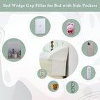 Voctriam Bed Wedge Gap Filler Queen (60"x 8"x 6") Wedge Pillow for Headboard Gap 0-8" Mattress Gap Filler Pillow Fill The Gap Between Mattress and Wall with 2 Side Large Pockets, Bed Pillow Stopper
