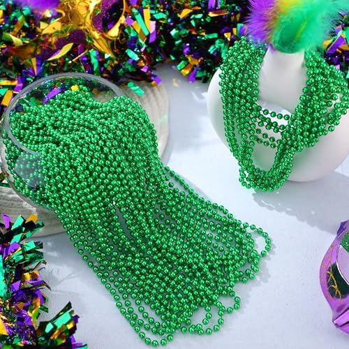 JOYIN 120 PCS St Patrick Green Bead Necklaces, Mardi Gras Beads Necklace, Lucky Green Beaded Necklaces Bulk for Saint Patrick's Day Accessories, St. Patrick's Day Party Favor Supplies