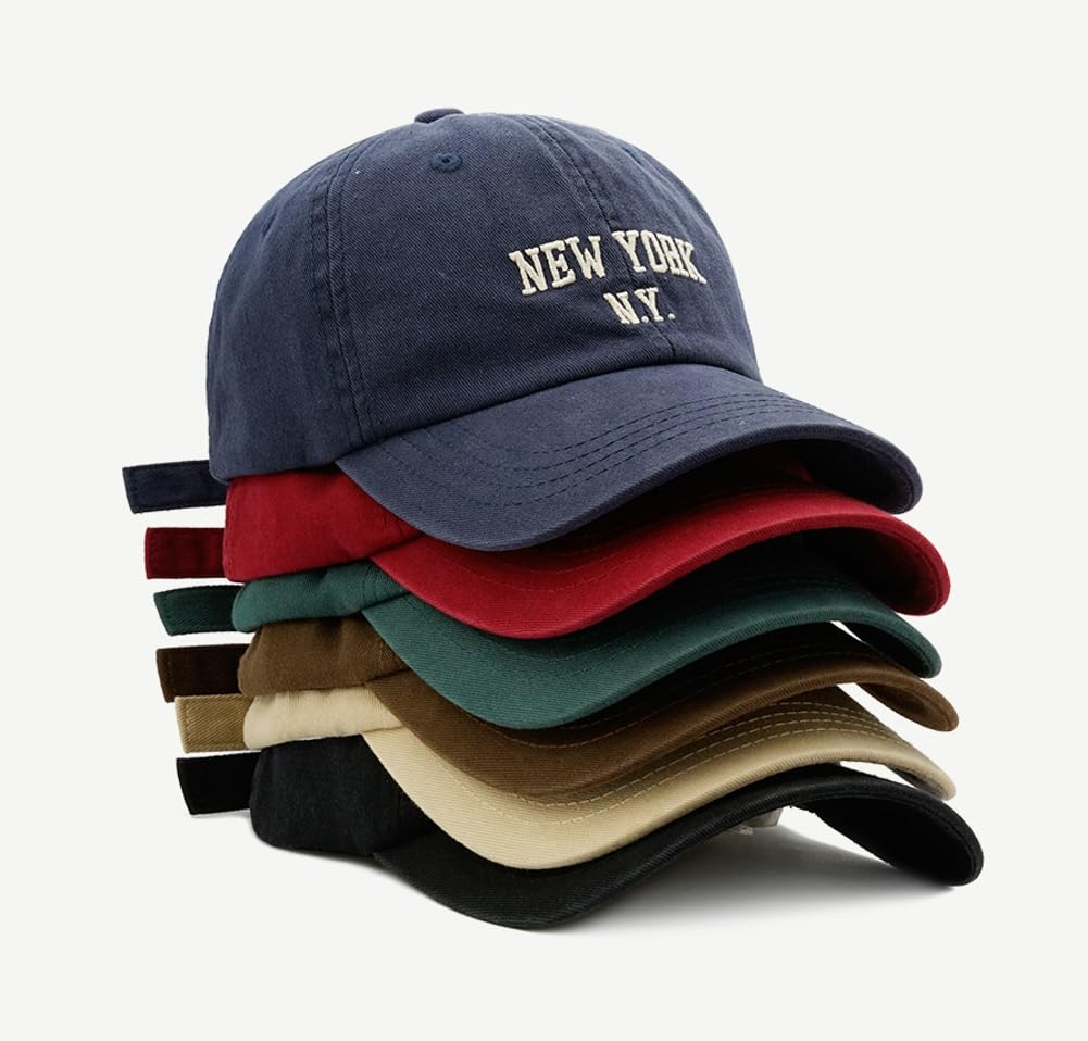 Top Baseball Caps for Women-Men Outdoor Baseball Hats New York Golf Sports Hat Curved-Brim UV Protection Navy