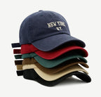 Top Baseball Caps for Women-Men Outdoor Baseball Hats New York Golf Sports Hat Curved-Brim UV Protection Navy