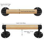 Purife 1ft Wood Handrail for Indoor Stairs, Wood Staircase Handrail W/s Black Sturdy Metal Brackets, Stair Banister Rrailing Wood Safety Grab Bar for Elderly & Kids